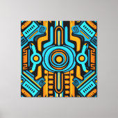 155 Blauw en oranje symmetrisch patroon Canvas Afdruk (Voorkant)
