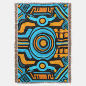 155 Blauw en oranje symmetrisch patroon Deken (Voorkant Verticaal)