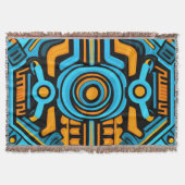 155 Blauw en oranje symmetrisch patroon Deken (Voorkant)