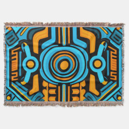 155 Blauw en oranje symmetrisch patroon Deken