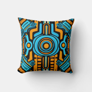 155 blauw en oranje symmetrisch patroon kussen