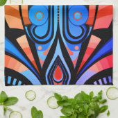 155 blauw en rood patroon eenvoudige vormen theedoek (Gevouwen)