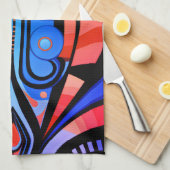 155 blauw en rood patroon eenvoudige vormen theedoek (Quarter Fold)