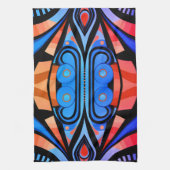 155 blauw en rood patroon eenvoudige vormen theedoek (Verticaal)