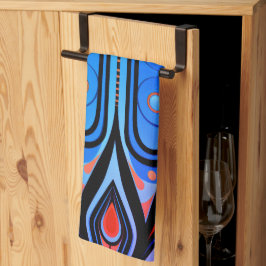 155 blauw en rood patroon eenvoudige vormen theedoek