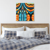 155 blauw en sinaasappel patroon eenvoudige vormen canvas afdruk (Insitu (Slaapkamer))