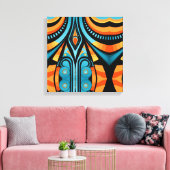 155 blauw en sinaasappel patroon eenvoudige vormen canvas afdruk (Insitu (Woonkamer))