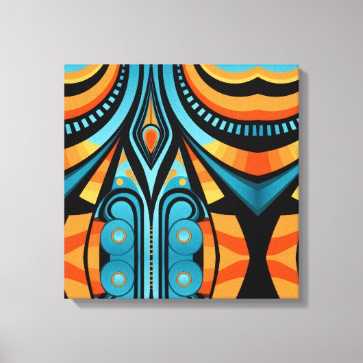 155 blauw en sinaasappel patroon eenvoudige vormen canvas afdruk (Voorkant)