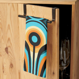 155 blauw en sinaasappel patroon eenvoudige vormen theedoek