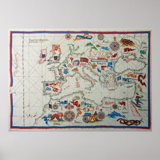 1563 Renaissance Map Europe Poster (Voorkant)
