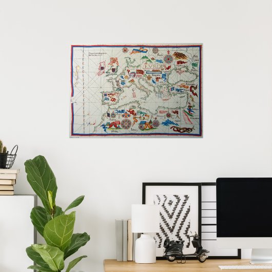 1563 Renaissance Map Europe Poster (Thuiskantoor)