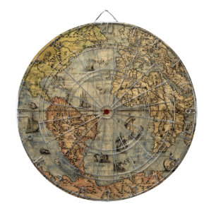 1565 Forlani Antieke Wereldkaart Vintage Cartograf Dartbord
