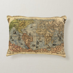 1565 Forlani Antieke Wereldkaart Vintage Cartograf Decoratief Kussen