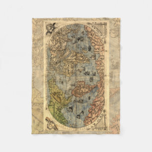 1565 Forlani Antieke Wereldkaart Vintage Cartograf Fleece Deken