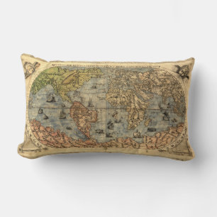 1565 Forlani Antieke Wereldkaart Vintage Cartograf Kussen