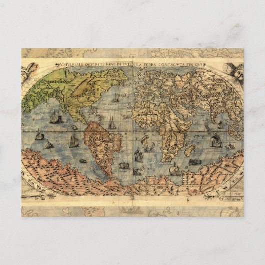1565 Forlani AntiquevWereldkaart Renaissance Briefkaart (Voorkant)