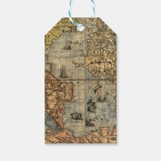 1565 Forlani AntiquevWereldkaart Renaissance Cadeaulabel (Voorkant)