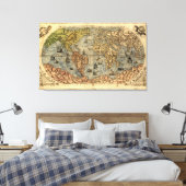 1565 Forlani AntiquevWereldkaart Renaissance Canvas Afdruk (Insitu (Slaapkamer))