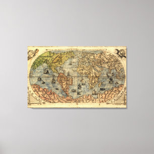 1565 Forlani AntiquevWereldkaart Renaissance Canvas Afdruk
