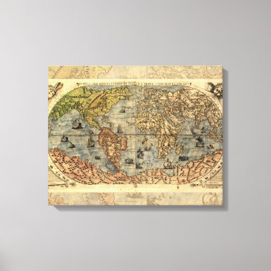 1565 Forlani AntiquevWereldkaart Renaissance Canvas Afdruk (Voorkant)
