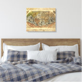 1565 Forlani AntiquevWereldkaart Renaissance Canvas Afdruk (Insitu (Slaapkamer))