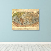 1565 Forlani AntiquevWereldkaart Renaissance Canvas Afdruk (Insitu (Houten vloer))