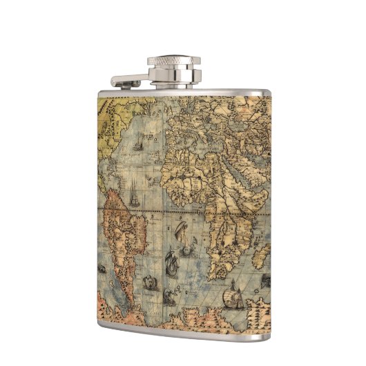 1565 Forlani AntiquevWereldkaart Renaissance Heupfles (Links)