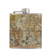 1565 Forlani AntiquevWereldkaart Renaissance Heupfles (Voorkant)