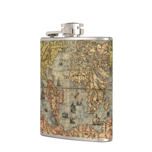 1565 Forlani AntiquevWereldkaart Renaissance Heupfles (Links)