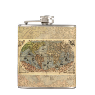 1565 Forlani AntiquevWereldkaart Renaissance Heupfles