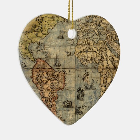 1565 Forlani AntiquevWereldkaart Renaissance Keramisch Ornament (Rechts)