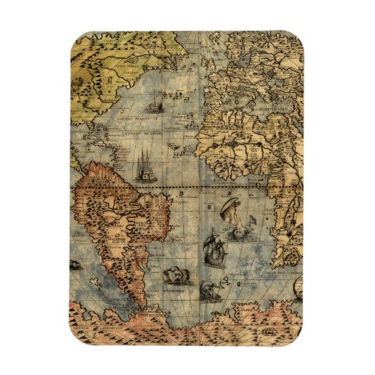 1565 Forlani AntiquevWereldkaart Renaissance Magneet (Verticaal)