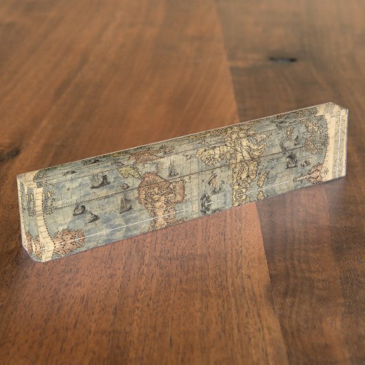 1565 Forlani AntiquevWereldkaart Renaissance Naambordje (Zijkant)