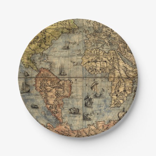 1565 Forlani AntiquevWereldkaart Renaissance Papieren Bordje (Voorkant)