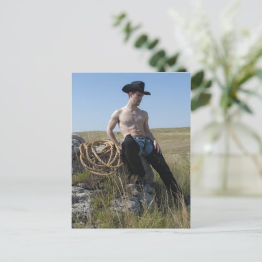 15693-RA Cowboy Briefkaart (Staand voorkant)