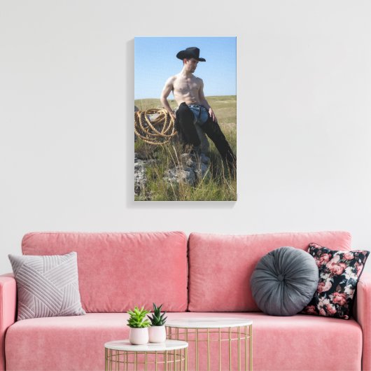 15693-RA Cowboy Canvas Afdruk (Insitu (Woonkamer))