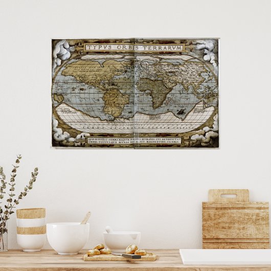 1570 Kaart van de wereld Poster (Keuken)