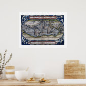 1570 Kaart van de wereld Poster (Keuken)