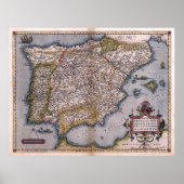 1570 Spanje Renaissance Map Poster (Voorkant)