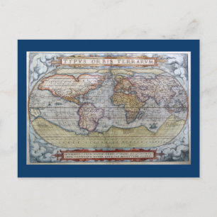 1572 Typus Orbis Terrarum Ortelius Wereldkaart Briefkaart
