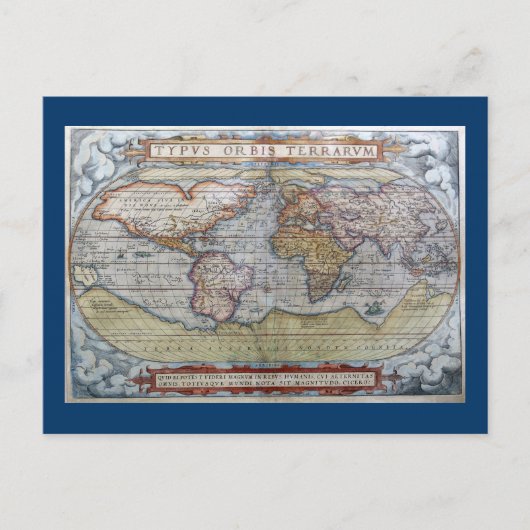 1572 Typus Orbis Terrarum Ortelius Wereldkaart Briefkaart (Voorkant)