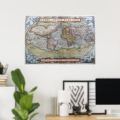 1572 Typus Orbis Terrarum Ortelius Wereldkaart Poster (Thuiskantoor)