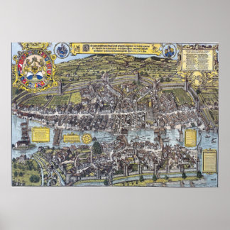 1576 Kaart van Zürich Poster