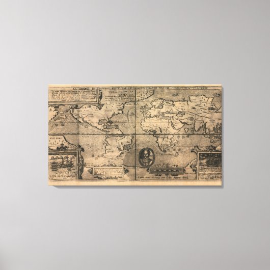 1581 Antiek Wereldkaart van Nicola van Sype Canvas Afdruk (Voorkant)