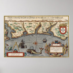 1584 Kaart van Portugal Poster