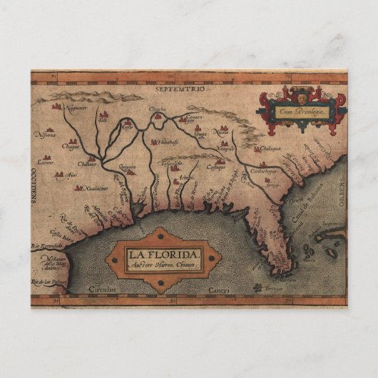 1584 La Florida Map Briefkaart (Voorkant)