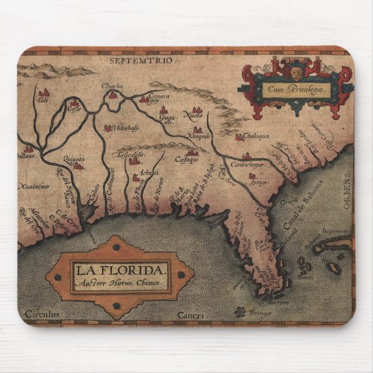1584 La Florida Map Mousepad Muismat (Voorkant)