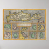 1584 Ortelius-kaart van Kreta en 10 Griekse eiland Poster (Voorkant)