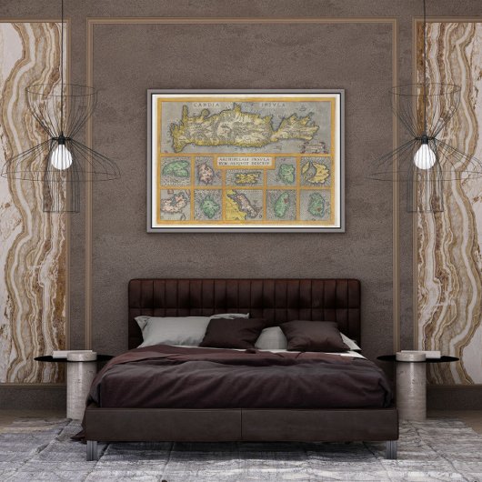 1584 Ortelius-kaart van Kreta en 10 Griekse eiland Poster