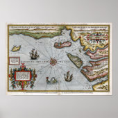 1586 Franse kustkaart Poster (Voorkant)